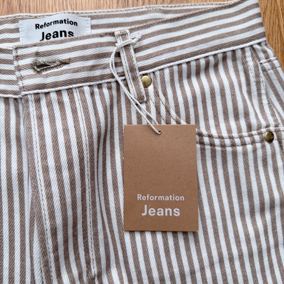 Reformation NWT Cowboy Striped High Rise Straight Jeans (28) - Picture 16 of 16